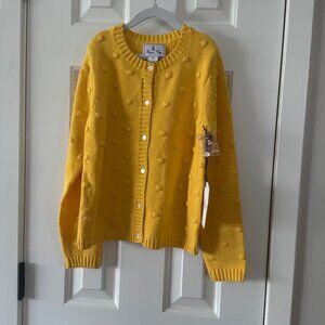 New Classic Prep Girls Elise Popcorn Cardigan Banana Cream Yellow Size 10